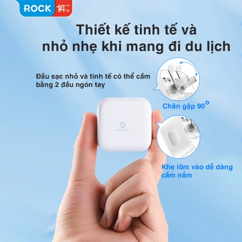 Củ sạc nhanh cho iphone 35W Rockspace T58 2 cổng TypeC ổn định hàng chính hãng bảo hành 12 tháng