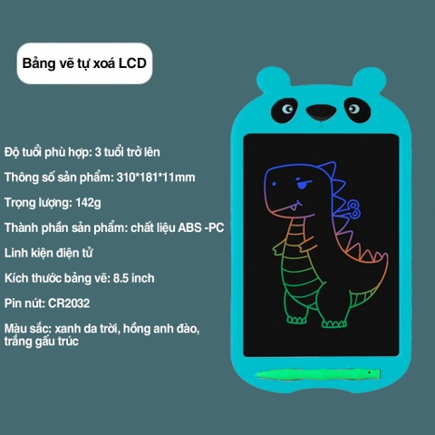 Bảng vẽ tự xoá điện tử vẽ viết thông minh đa sắc màu Manigo KS08501 gấu Panda kích thước 8'' dành cho trẻ em Hàng chính
