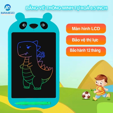 Bảng vẽ tự xoá điện tử vẽ viết thông minh đa sắc màu Manigo KS08501 gấu Panda kích thước 8'' dành cho trẻ em Hàng chính