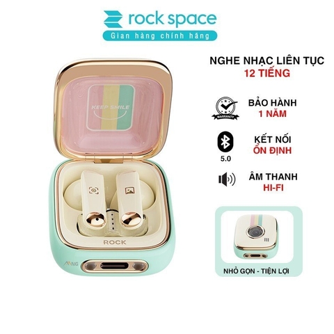 Tai nghe Bluetooth không dây nhét tai TWS Rockspace Retro Style nghe nhạc lên đến 24h có BH