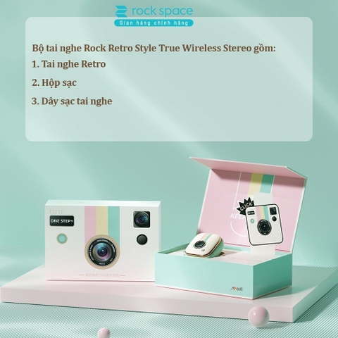 Tai nghe bluetooth không dây nhét tai TWS Rockspace Retro Style có mic chơi game nghe nhạc có BH