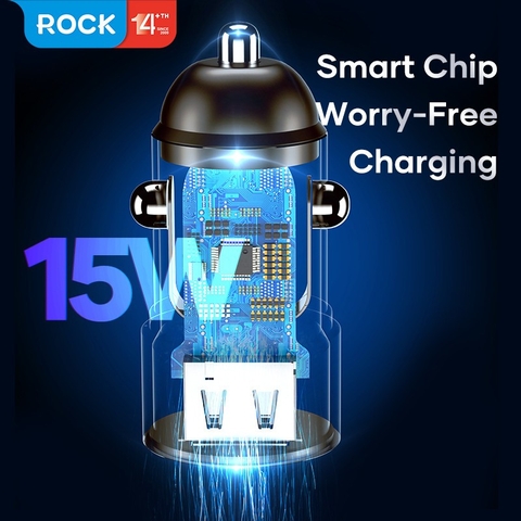 Củ sạc nhanh 15W trên xe hơi ROCKSPACE H20 Dual Port A+C 15W Car Charger Hàng chính hãng BH 2 tháng