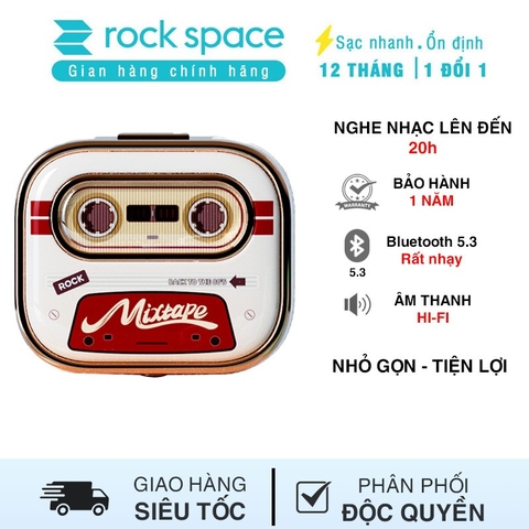 Tai nghe bluetooth Rockspace ốp TWS retro rock tape không dây chính hãng nhét tai bảo hành 1 năm