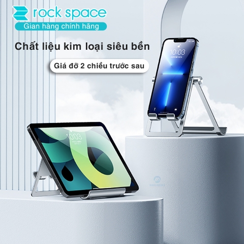 Giá đỡ điện thoại thông minh xoay 360 độ Rockspace Metal dùng được 2 mặt chống trượt hàng chính hãng