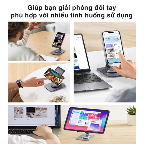 Giá đỡ điện thoại ipad thông minh xoay 360 Rockspace Rotatable chống trượt làm bằng kim loại