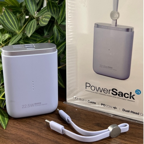 Pin dự phòng mini tích hợp dây sạc Rockspace Powersack 10000mAh sạc nhanh 22.5w bảo hành 12 tháng