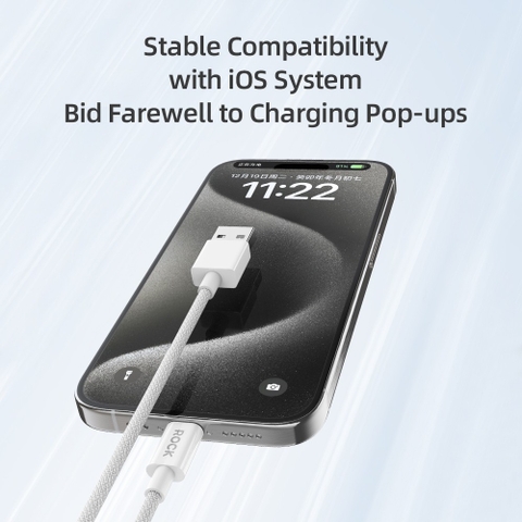 Dây sạc nhanh iPhone chính hãng Rockspace Z20 usb to lightning dây dù 1 mét bảo hành 1 năm