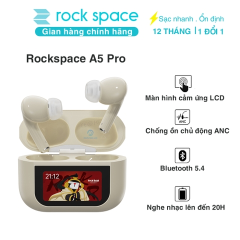 Tai nghe bluetooth chính hãng Rockspace A5 pro true wireless ko dây chống ồn chủ động ANC Bh 1 năm