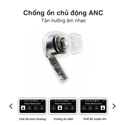Tai nghe bluetooth chính hãng Rockspace A5 pro true wireless ko dây chống ồn chủ động ANC Bh 1 năm