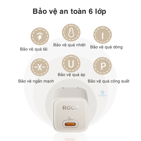 Bộ củ cáp sạc nhanh typeC 30W ROCK Ice²Cube hàng chính hãng Rockspace BH 12 tháng