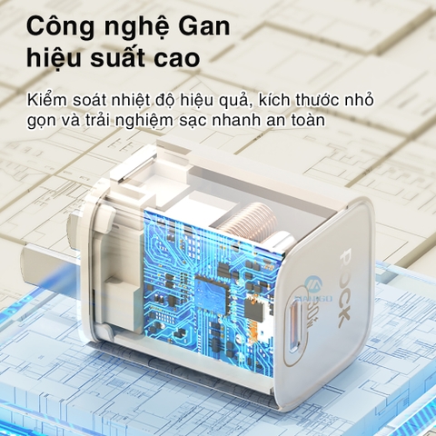Bộ củ cáp sạc nhanh typeC 30W ROCK Ice²Cube hàng chính hãng Rockspace BH 12 tháng