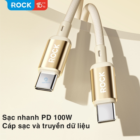 Dây cáp sạc nhanh 100W Rockspce R18 chuẩn typeC to typeC Hàng chính hãng bảo hành 12 tháng