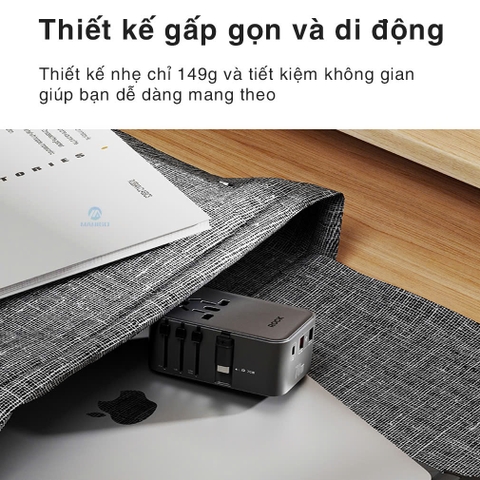 Củ sạc đa năng sạc nhanh PD 70W ROCK PD70W tích hợp cáp sạc nhanh typeC bảo hành 12 tháng