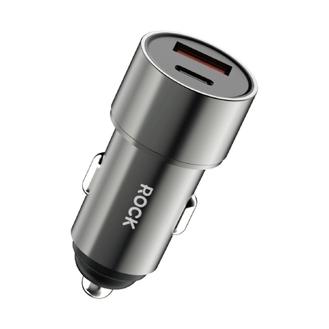 Củ sạc nhanh 15W trên xe hơi ROCKSPACE H20 Dual Port A+C 15W Car Charger Hàng chính hãng BH 2 tháng