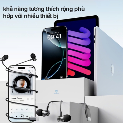 Tai nghe có dây có mic Rockspace ES09 chuẩn cắm TypeC dành cho ip15 samsung huawei xiaomi BH 1 nă