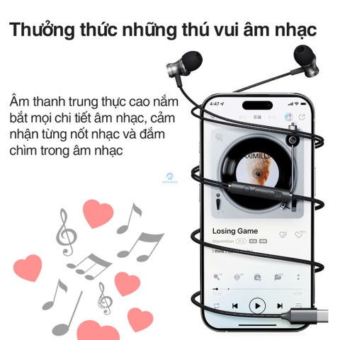 Tai nghe có dây có mic Rockspace ES09 chuẩn cắm TypeC dành cho ip15 samsung huawei xiaomi BH 1 nă