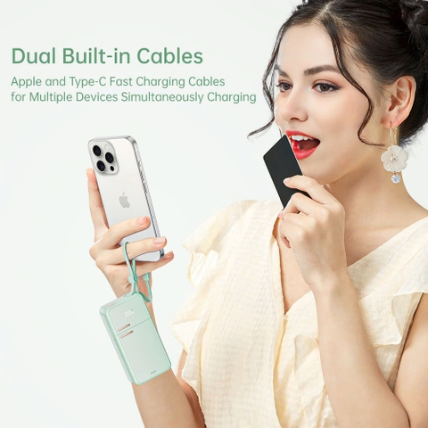 Pin sạc dự phòng Y18 Rockspace sạc nhanh 20000mAh tích hợp cáp sạc lightning bảo hành 12 tháng