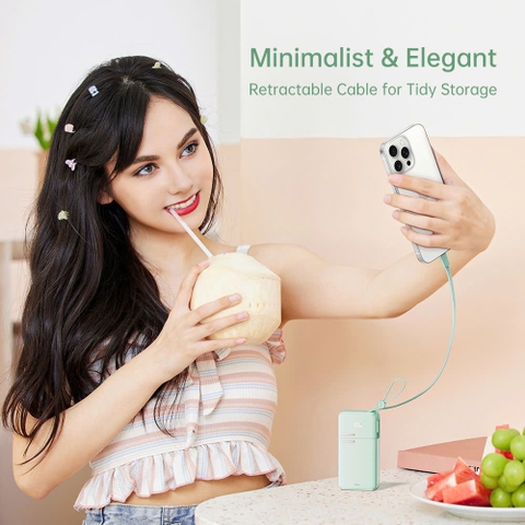 Pin sạc dự phòng Y18 Rockspace sạc nhanh 20000mAh tích hợp cáp sạc lightning bảo hành 12 tháng