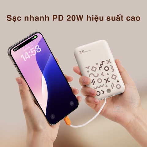 Pin sạc dự phòng sạc nhanh PD 20W Rockspace P28 10.000 mAh Magnetic PD tích hợp cáp sạc nhanh