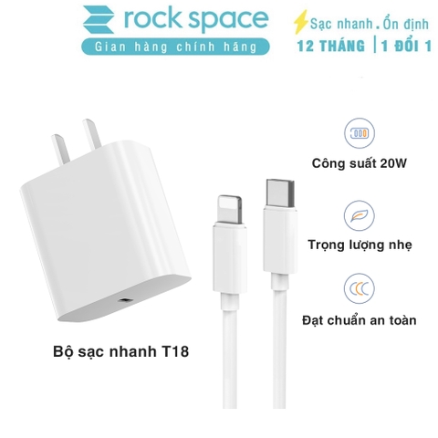 Củ sạc nhanh iPhone PD 20W Rockspace T18 Bảo hành 12 tháng lỗi 1 đổi 1