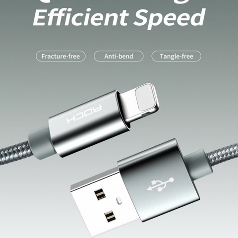 Dây Cáp Sạc Iphone RockSpace metal sạc nhanh ổn định không nóng máy hàng chính hãng BH 12 tháng
