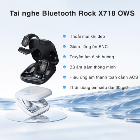 Tai nghe bluetooth không dây kẹp vành tai Rockspace X718 Bluetooth Earphones bảo hành 12 tháng