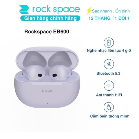 Tai nghe bluetooth không dây nhét tai Rockspace EB600 TWS có mic hàng chính hãng bảo hành 12 tháng