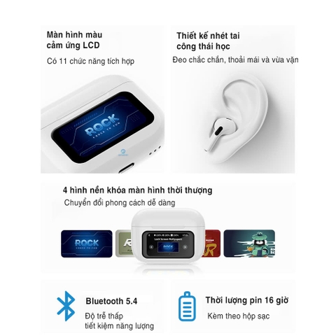 Tai nghe bluetooth không dây nhét tai Rockspace S1 TWS có mic dùng liên tục 5h BH 12 tháng