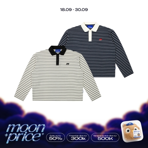 Striped Long Sleeve Boxy Polo Shirt