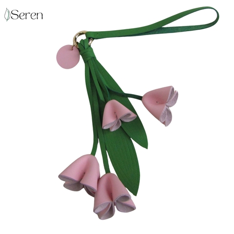 Charm hoa chuông iSeren, da bê cao cấp, da thật handmade, móc khóa, charm treo túi xách, quà tặng cao cấp