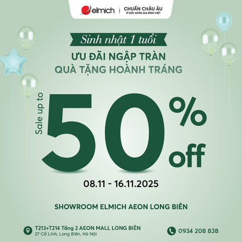 [ELMICH x AEON MALL LONG BIÊN] SINH NHẬT 1 TUỔI - ƯU ĐÃI NGẬP TRÀN, QUÀ TẶNG HOÀNH TRÁNG