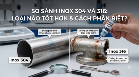 So Sánh Inox 304 Và Inox 316: Loại Nào Tốt Hơn & Cách Phân Biệt?