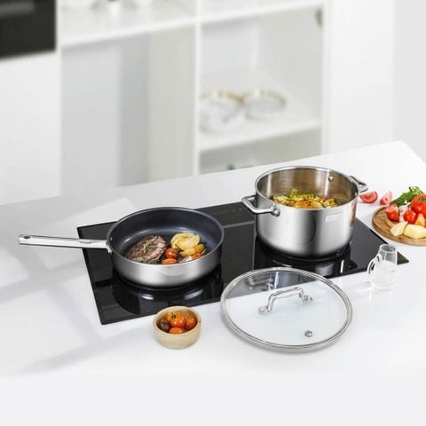 Bộ nồi inox liền khối Elmich Trimax ECO EL-8003 size 16, 18, 22, chảo 26cm