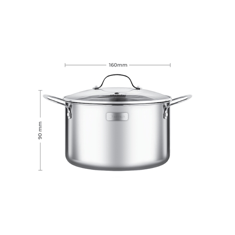Nồi inox cao cấp 3 lớp đáy liền Trimax EL-3731 size 16cm