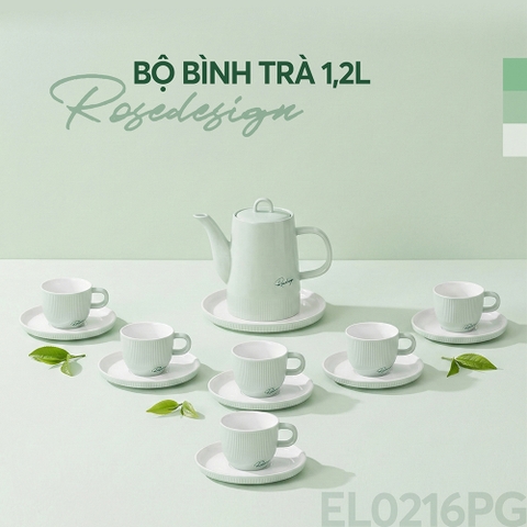 Bộ bình trà 1,2L bằng sứ Elmich RoseDesign EL0216PG