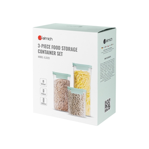 Bộ 3 hộp bảo quản thực phẩm Elmich EL3123 dung tích 1010ml-1450ml- 2000ml