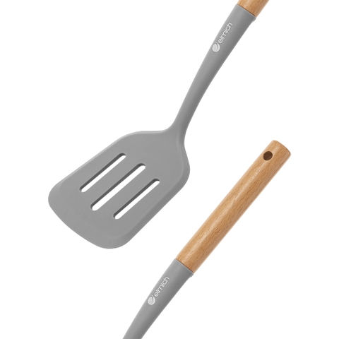 Xẻng lật silicone có rãnh cán gỗ Elmich Daily