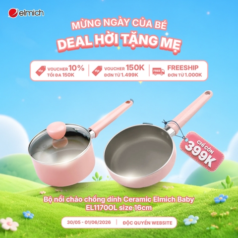 Bộ nồi chảo chống dính Elmich baby EL-1170OL size 16cm