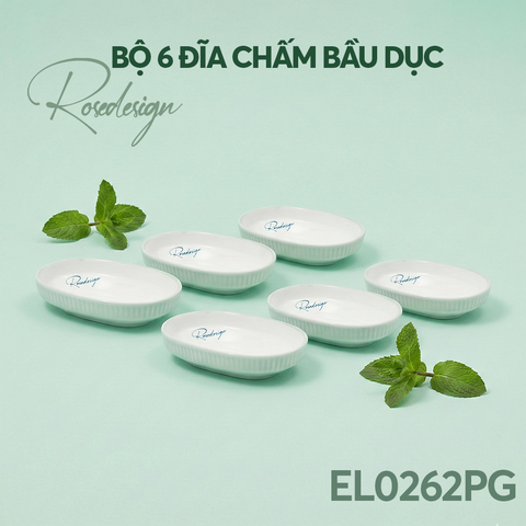 Bộ 6 đĩa chấm bầu dục Elmich RoseDesign EL-0262PG