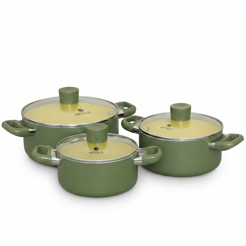 Bộ nồi chống dính ceramic Elmich Daily Olive EL5245OV01-18, 20, 24cm