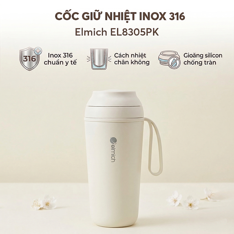 Cốc giữ nhiệt inox 316 Elmich EL8305WH dung tích 450ml