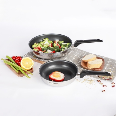 Bộ chảo inox chống dính đáy liền Elmich Trimax 2102OL size 20, 26cm