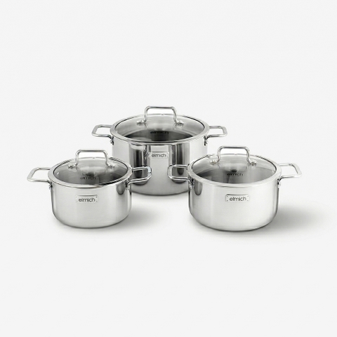 Bộ nồi Inox 3 lớp đáy liền Elmich Trimax classic 2105OL size 16,20,24cm
