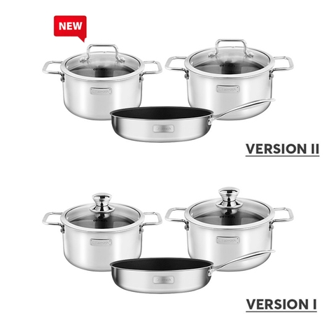 Bộ nồi Inox dập nguyên khối Elmich Trimax Classic EL-2113OL size 18,20 chảo 26cm