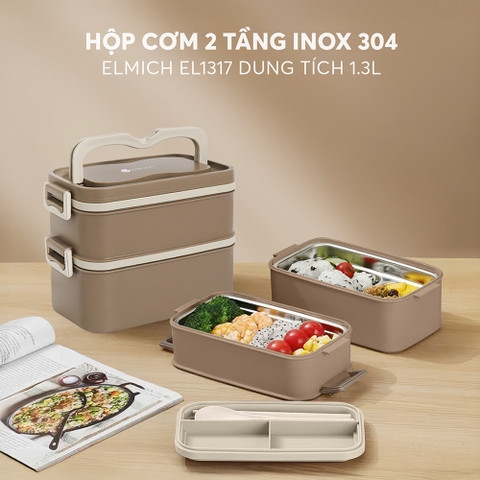 Hộp cơm 2 tầng inox 304 Elmich EL1317 dung tích 1.3L