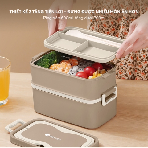 Hộp cơm 2 tầng inox 304 Elmich EL1317 dung tích 1.3L