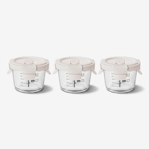 Bộ ba hộp thủy tinh bảo quản thực phẩm cho bé Elmich BabyCare EL0006, hình tròn, dung tích 130ml