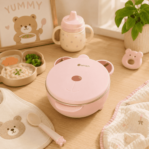 Bát ăn cho trẻ em hình gấu inox 316 Elmich Babycare EL-0008GAU