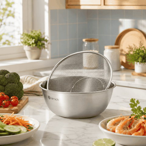 Bộ tô kèm rổ inox cao cấp đường kính 19 cm Elmich EL0013D19