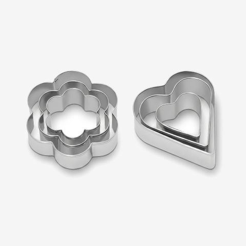 Bộ 6 khuôn bánh hình hoa và trái tim bằng inox Elmich EL0116BO6